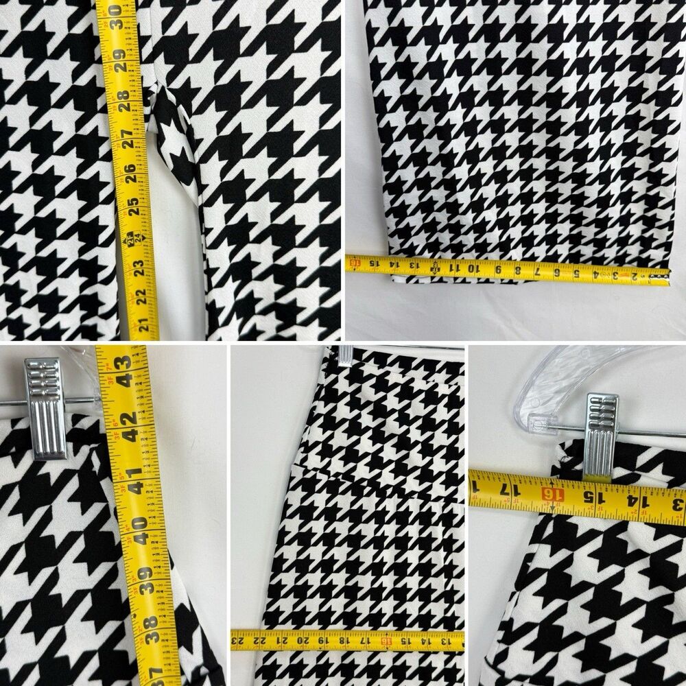 Chicme XL Houndstooth Flare Pants High Waist Stretch Black White Retro - Picture 11 of 16